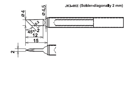 ปลายหัวแร้งซามูไร Cera cote samurai solder tip jk3-4ke solder diagonoly 2mm